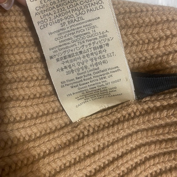 Gucci Tan Ribbed Knit Hat with Logo - Picture 9 of 13